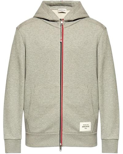 Moncler Logo-appliqué Zipped Hoodie - Grey