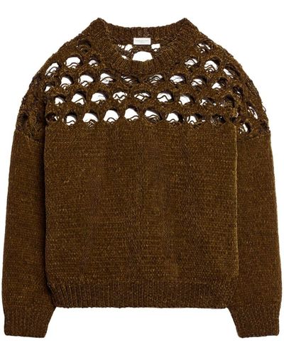 Dries Van Noten Open-knit Drop-shoulder Sweater - Brown