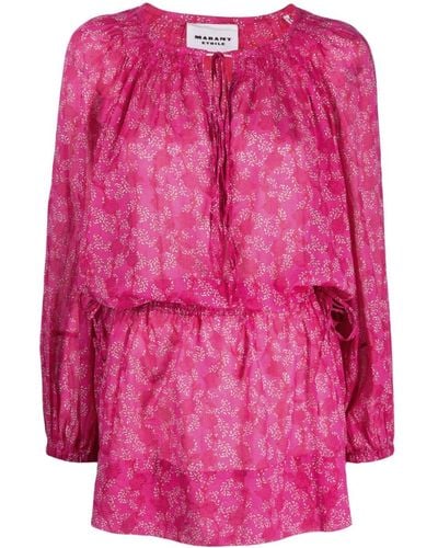 Isabel Marant Floral-print Cotton Mini Dress - Pink