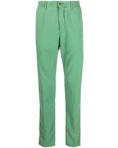 Incotex Cotton-lyocell Blend Pinstriped Trousers - Green
