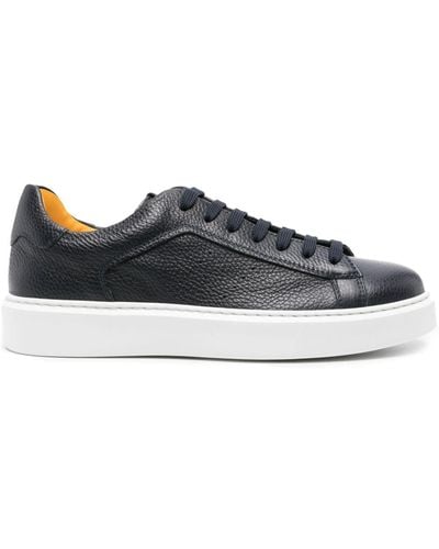 Doucal's Logo-patch Leather Trainers - Blue