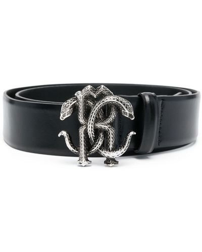Roberto Cavalli Snake Logo-buckle Belt - Black