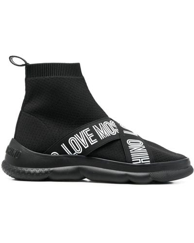 Love Moschino Logo-strap High-top Sneakers - Black