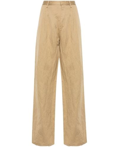 R13 Pleated Straight Trousers - Natural