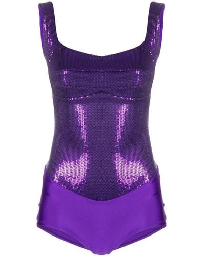 Atu Body Couture Sequin-embellished Sleeveless Top - Purple