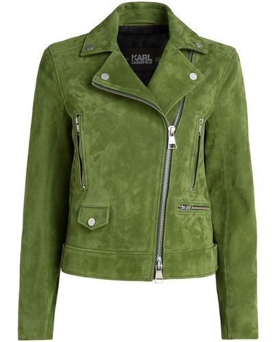 Karl Lagerfeld Suede Biker Jacket - Green