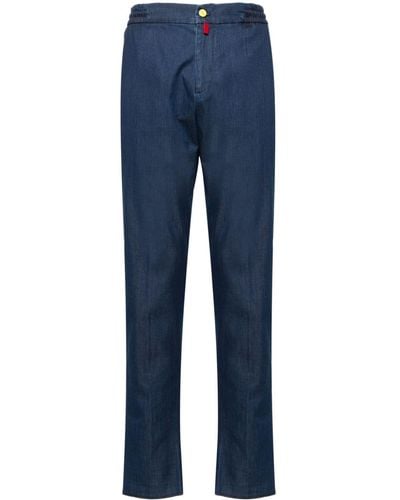 Kiton Elasticated-waist Slim-cut Trousers - Blue