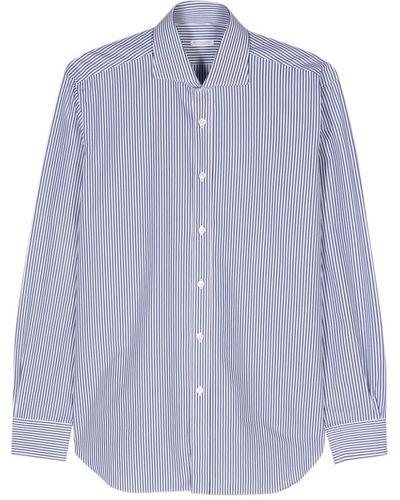 Barba Napoli Striped Cotton Shirt - ブルー
