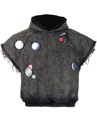 Liberal Youth Ministry Badge-embellished Sleeveless Hoodie - Black