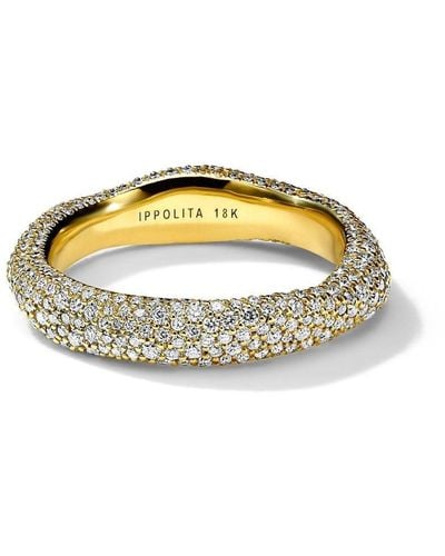Ippolita Anello a fascia Stardust in oro giallo 18kt con pavé di diamanti - Metallizzato