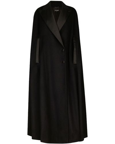 Dolce & Gabbana Single-Breasted Wool And Cashmere Cape - Black