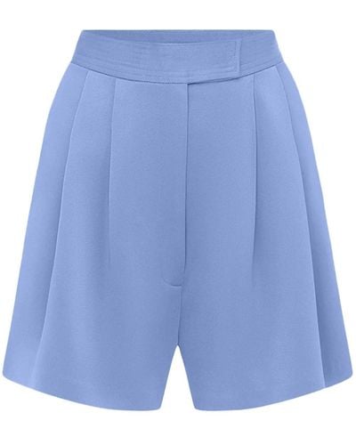 Alex Perry Pleated Satin-crepe Shorts - Blue