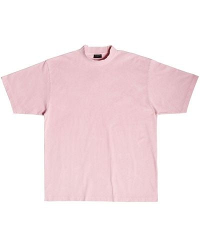 Balenciaga Camiseta con logo bordado y cuello redondo - Rosa