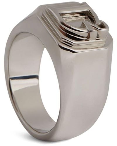 DSquared² D2 Statement Ring mit Logo-Gravur - Grau