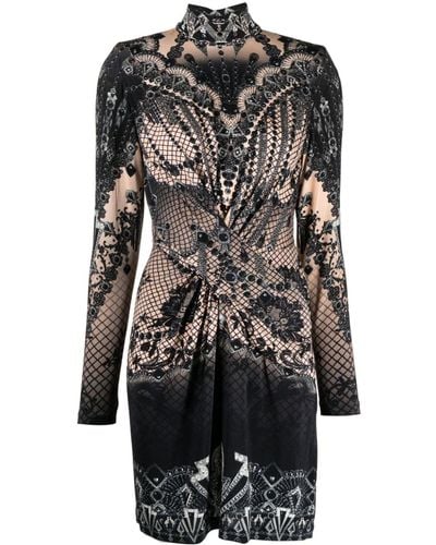 Camilla Jewellery-print draped dress - Nero