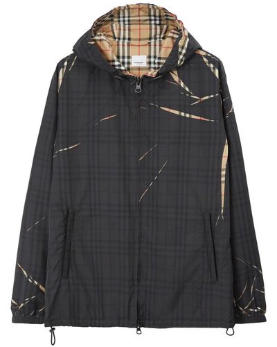 Burberry Kapuzenjacke mit verschnittenem Karo - Schwarz