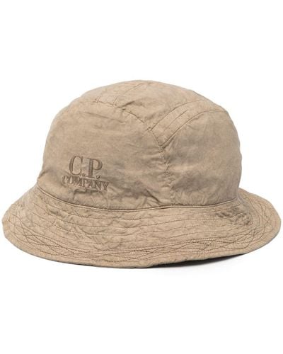 C.P. Company Logo-embroidered Cotton Bucket Hat - Natural