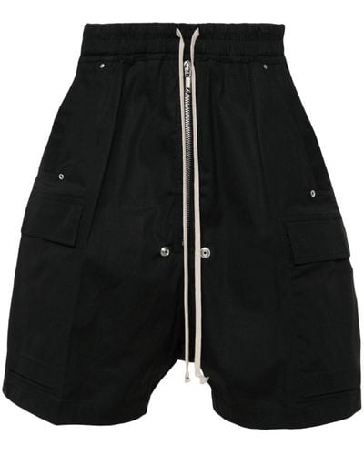 Rick Owens Drop Crotch Cotton Shorts - Black