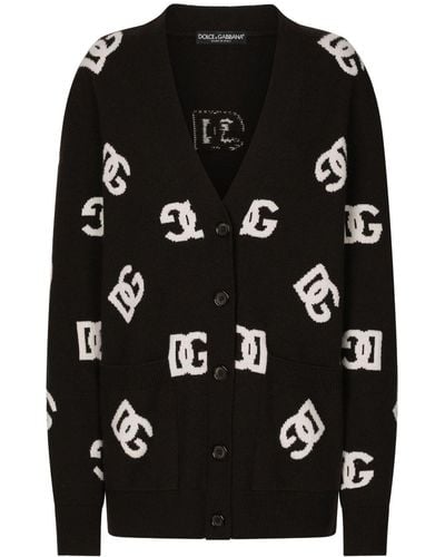 Dolce & Gabbana Cardigan monogrammé DG à col v - Noir