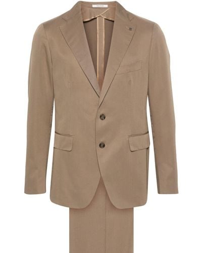 Tagliatore Twill Cotton-blend Suit - Natural