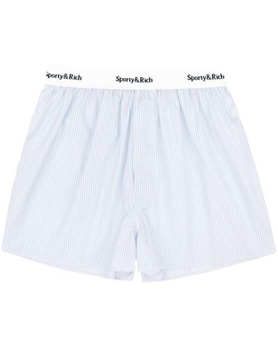 Sporty & Rich Striped Mid-rise Shorts - White