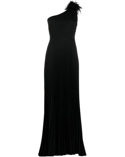 Nissa One-shoulder Pleated Maxi Dress - Black