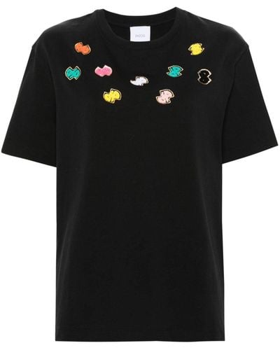 Patou Motif-embroidered Cotton T-shirt - ブラック