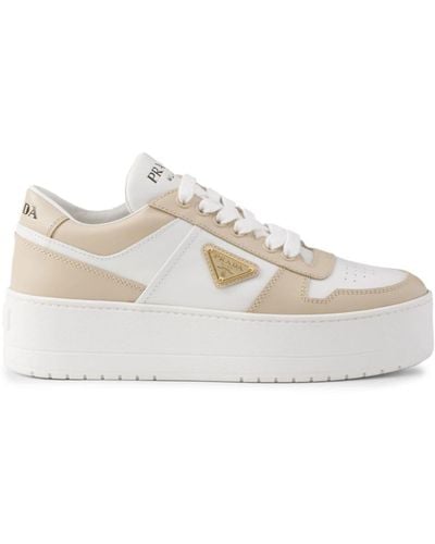 Prada Downtown Bold Leather Trainers - White