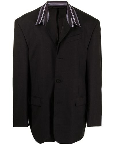 Balenciaga Oversized Contrast-collar Blazer - Gray