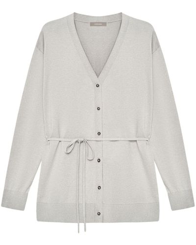 12 STOREEZ V-neck Buttoned Knitted Cardigan - White