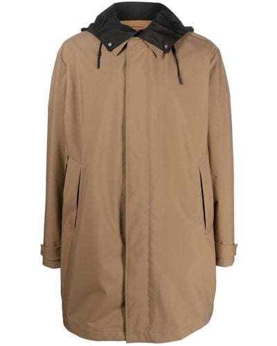 Zegna Long-sleeve Hooded Raincoat - Brown