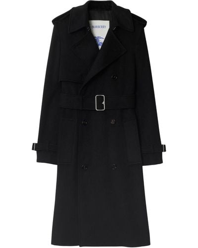 Burberry Notched-lapel Cashmere Trench Coat - Black