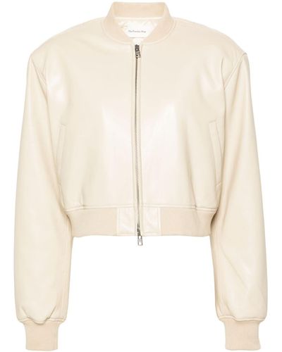 Frankie Shop Neutral Micky Faux-leather Bomber Jacket - Women's - Polyester/polyurethane - Natural