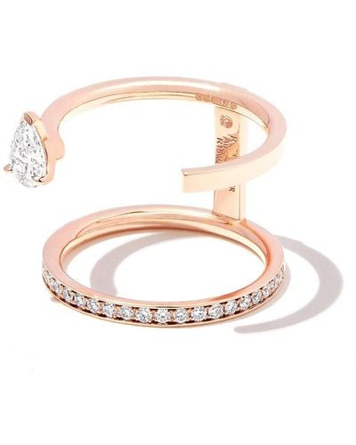 Repossi 18kt Rose Gold Serti Sur Vide Diamond Ring - White