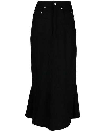 Rick Owens High-waisted Wool Midi Skirt - Black