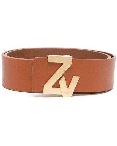 Zadig & Voltaire Logo-plaque Leather Belt - Brown