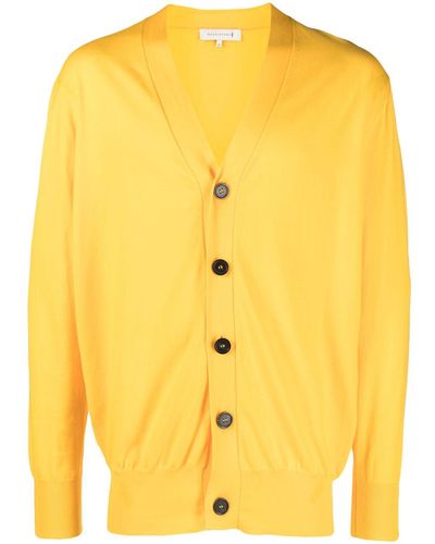 Mackintosh V-neck Cotton Cardigan - Yellow
