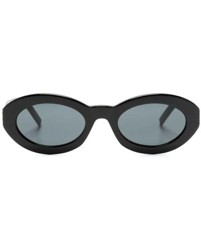 Saint Laurent Lunettes de soleil à monture ovale - Noir