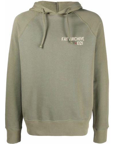 Fay Hoodie mit Logo-Print - Grün