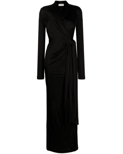 Saint Laurent Draped Wrap Dress - Black