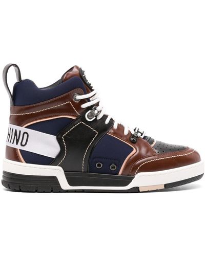 Moschino Panelled Leather Hi-top Sneakers - Blue
