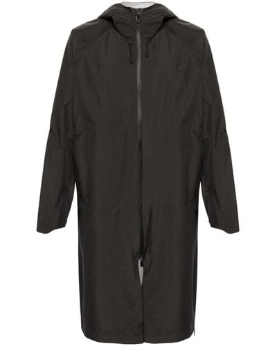 Herno Zip-up Hooded Maxi Raincoat - Grey
