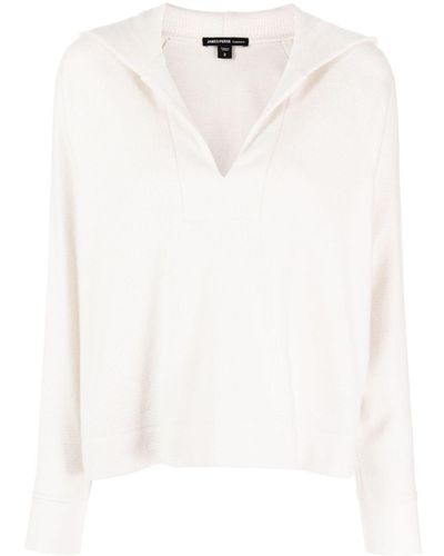 James Perse V-neck Cotton-cashmere Hoodie - White