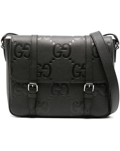 Gucci Medium Jumbo GG leather messenger bag - Schwarz