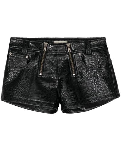 GmbH Rim Croc-effect Zip-detail Shorts - Black