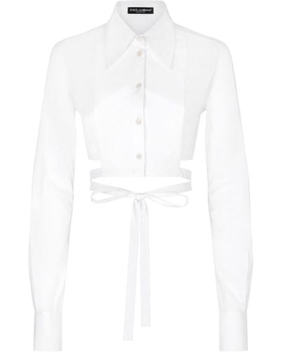 Dolce & Gabbana Criss-cross Cropped Shirt - White