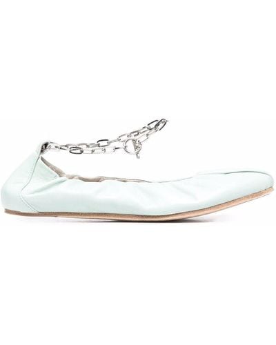 Vic Matié Chain-detail Leather Ballerina Shoes - Green