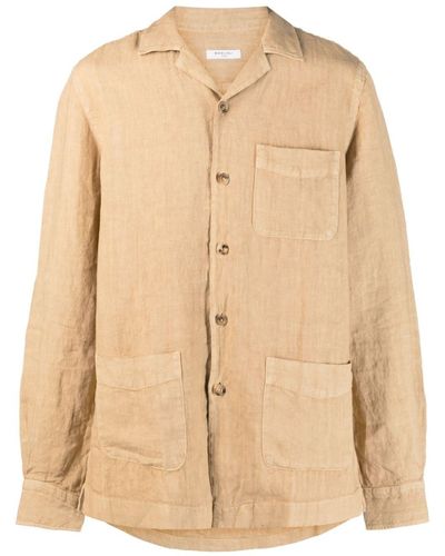 Boglioli Plain Linen Shirt - Natural