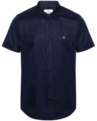 Vivienne Westwood Orb-logo Cotton Shirt - Blue
