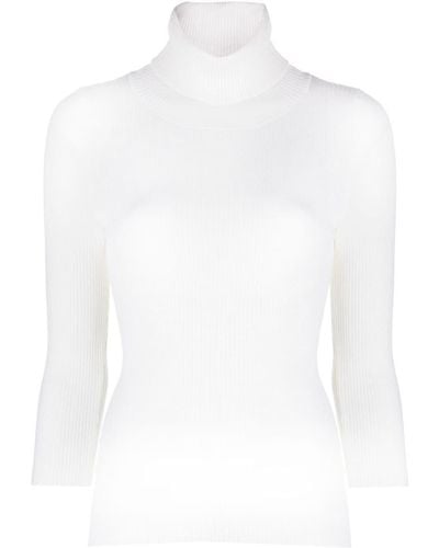 Aspesi Ribbed-knit Roll-neck Knitted Top - White